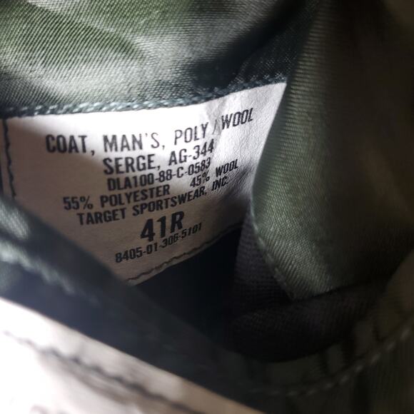 Vintage Army Green Service Coat Blazer Gold Tone Hardware Size 41R - Picture 11 of 12